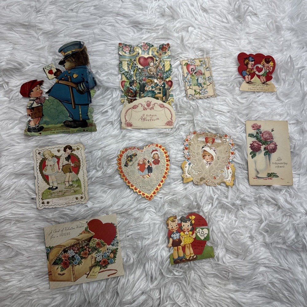 Vintage 1920's 30's‎ Valentines Day Cards USA Germany Collectible Art LOT OF 10